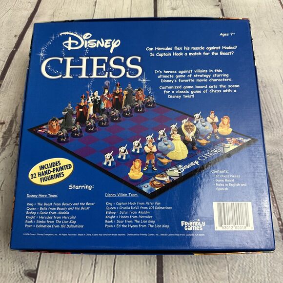 Disney Chess Set Collectors Edition Heroes & Villains Hand Painted Pieces 2004 - Picture 6 of 8